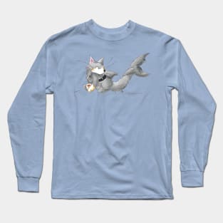 Tea Loving Cat Shark Long Sleeve T-Shirt